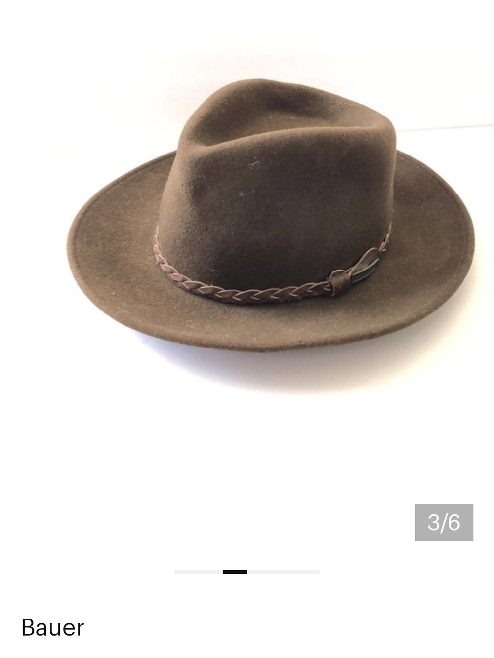 Eddie Bauer Brown Wool Felt Fedora with Braided Band